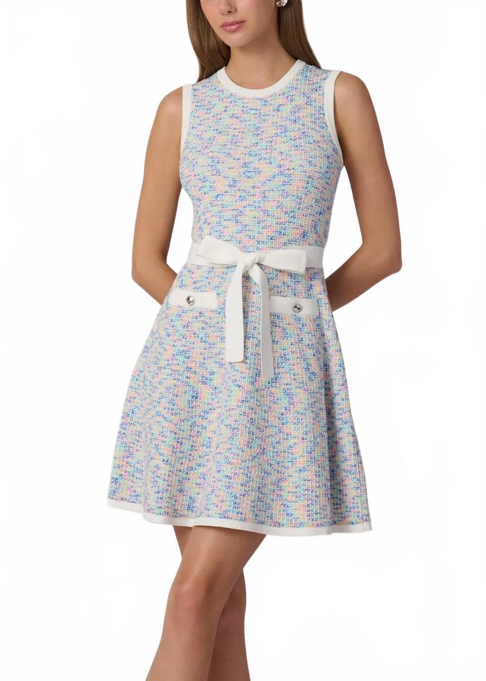 NEW SHOSHANNA coco sleeveless mini dress in white multi